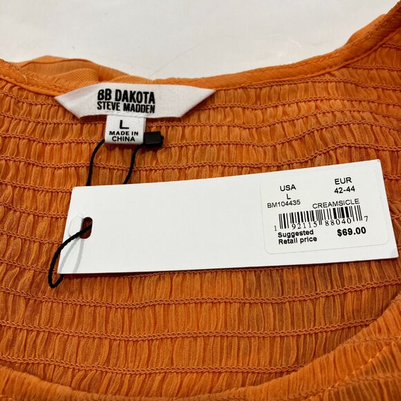 BB DAKOTA Top By Steve Madden Top CREAMSICLE NEW Sweet Flutterings Blous… - Picture 7 of 11